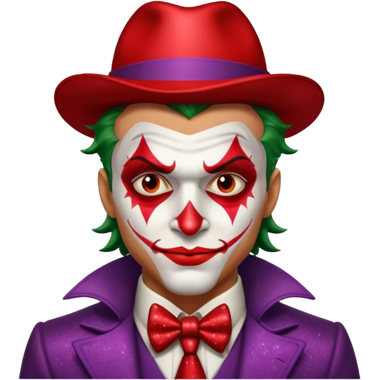 Glitter RED and White Joker Gangster  emoji