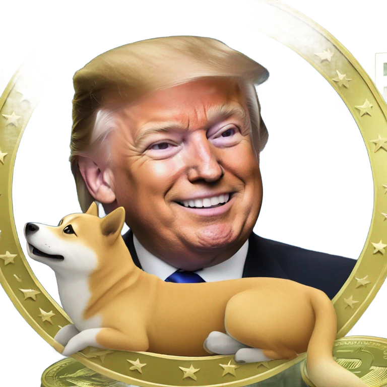 Trump and Elon with doge coin  emoji