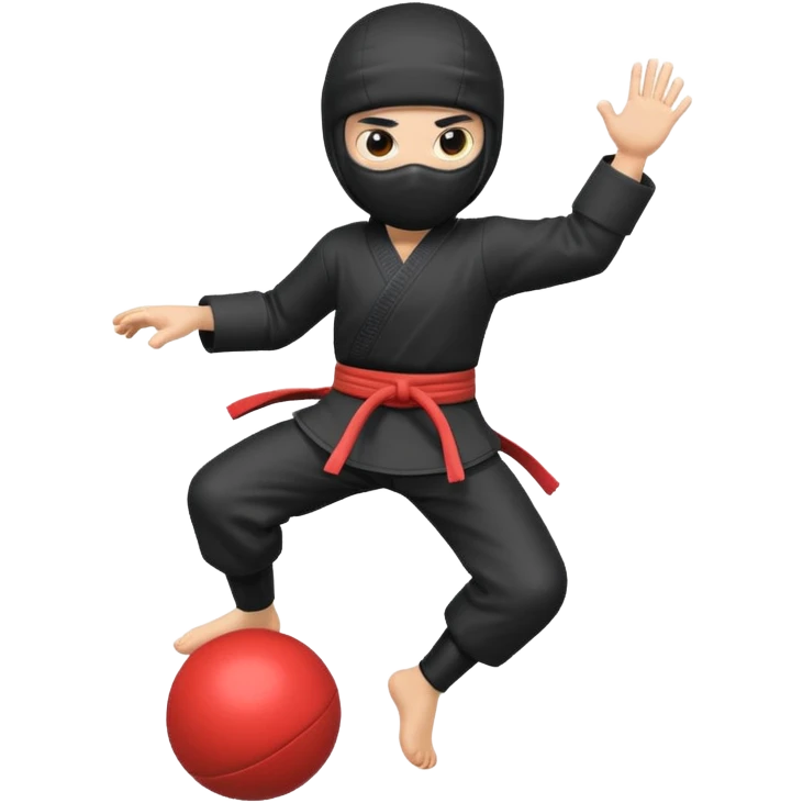 Clumsy ninja tripping over toy emoji