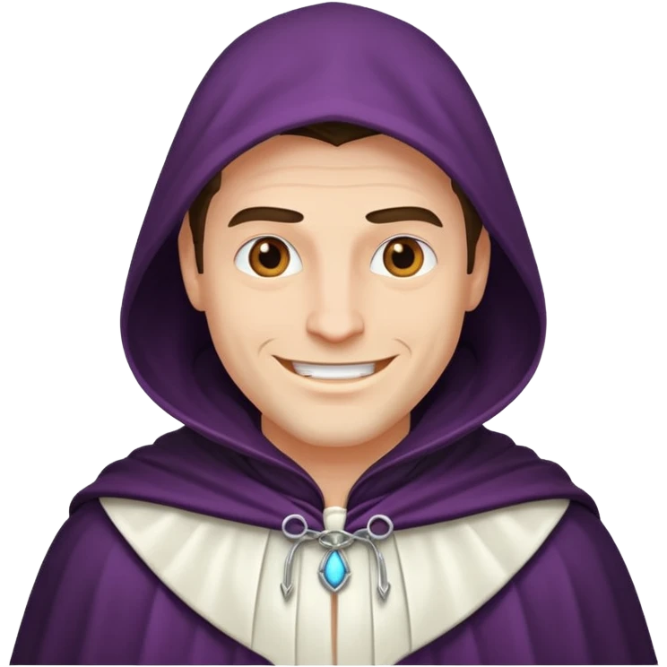 white cloak villain smiling, male emoji