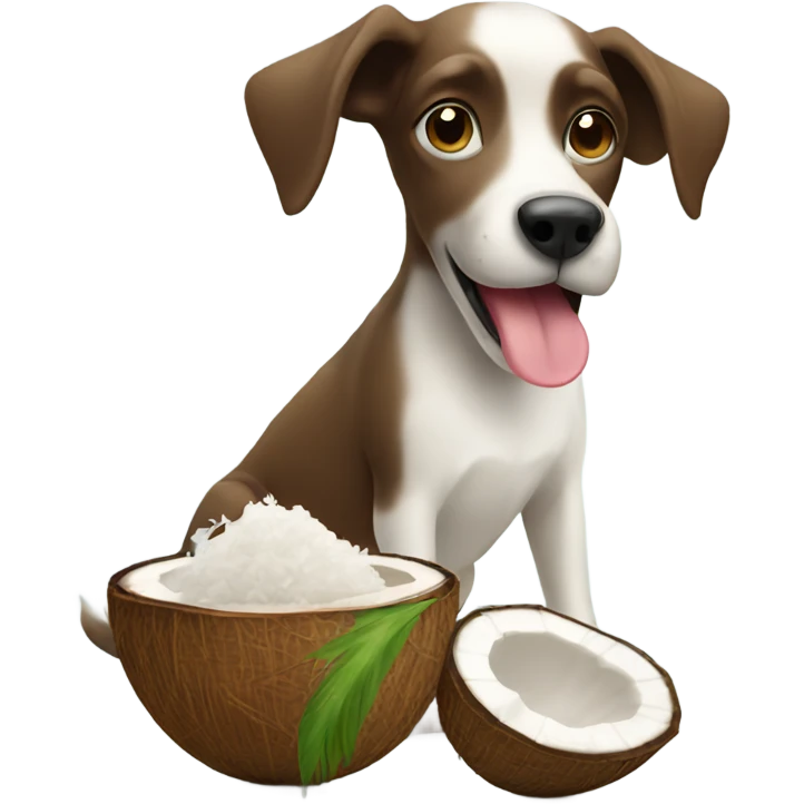Dog drinking from coconut emoji