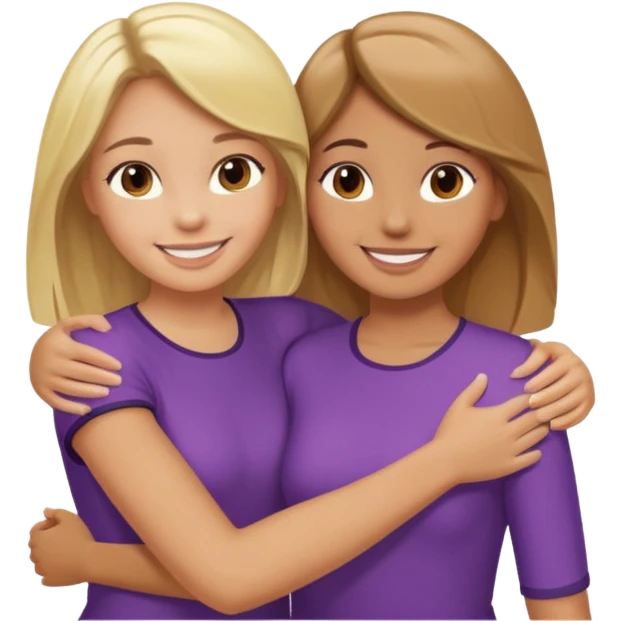 Two Girls with their arms around each other at summer camp one blonde one brown hair emoji