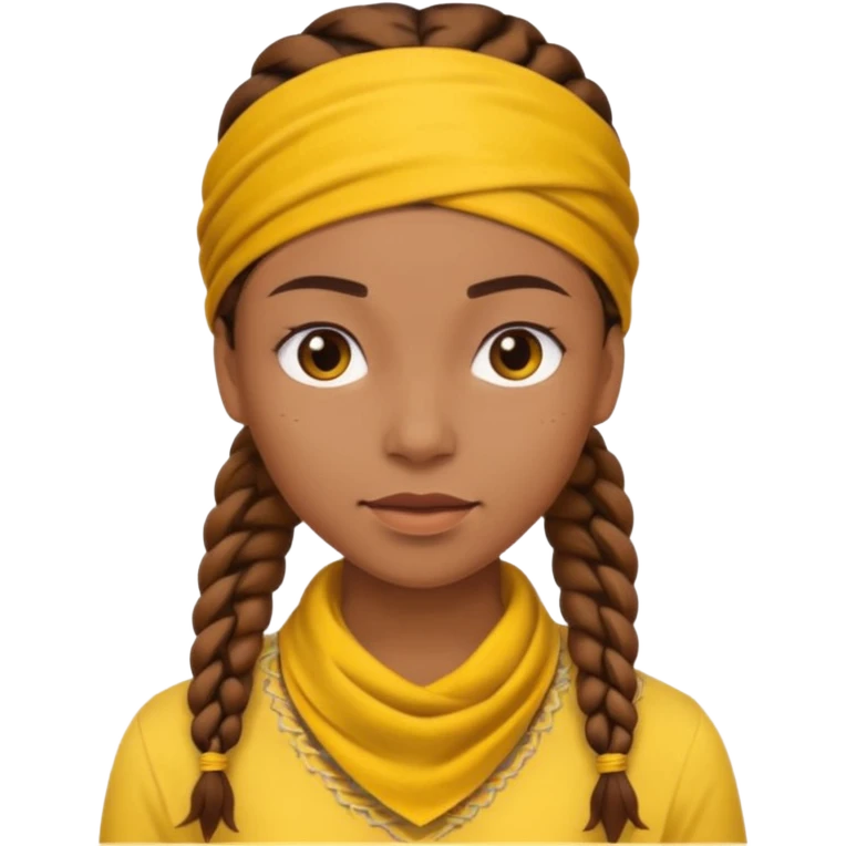 woman with brown braids and a yellow bandana emoji