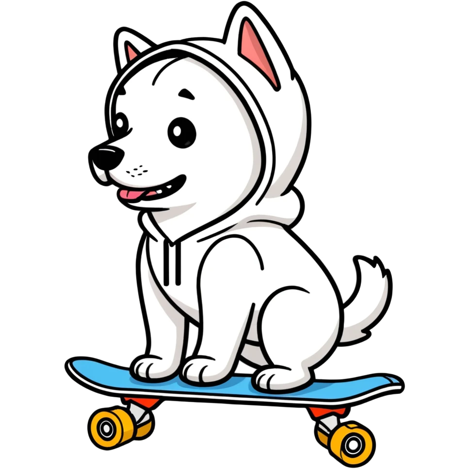 Dog with hoodie on a skateboard  emoji