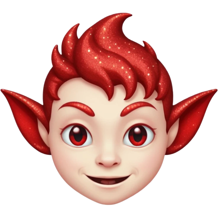 red glitter smilling imp emoji