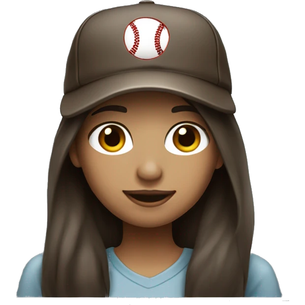 Girl with baseball cap and long dark brown hair and white skin using a laptop emoji