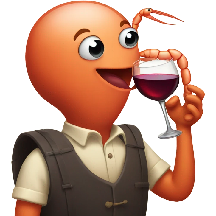 shrimp drinking wine emoji