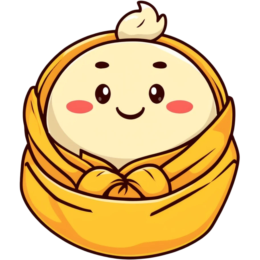 banh bao, cute cartoon sticker style, smiling face emoji