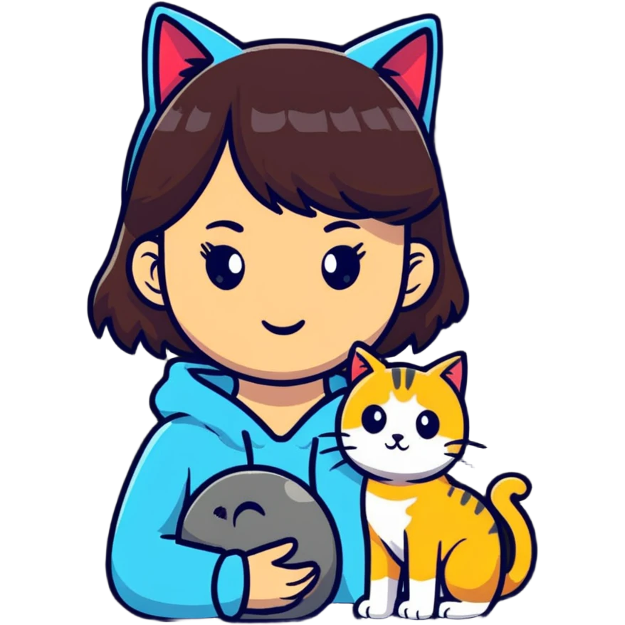 girl with cat emoji