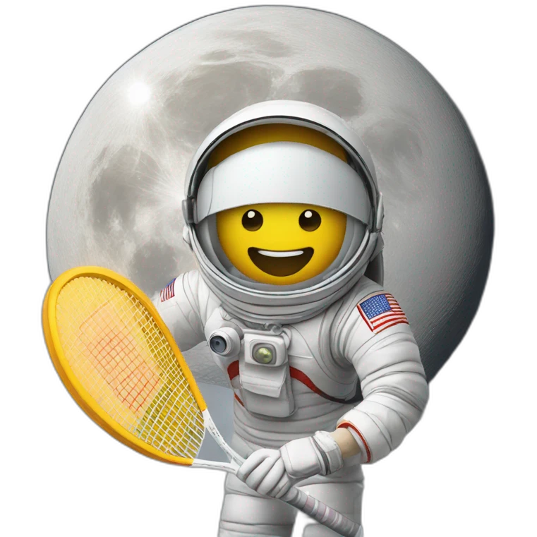 Badminton player on the moon emoji