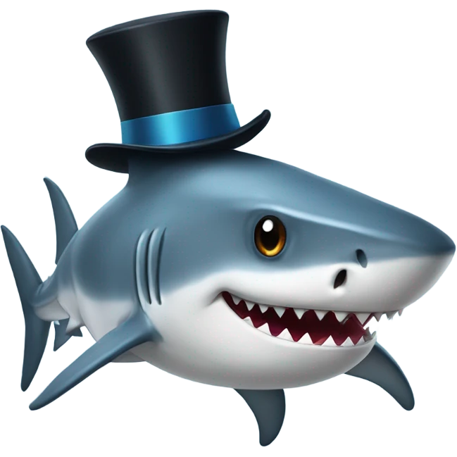Shark with a top hat emoji