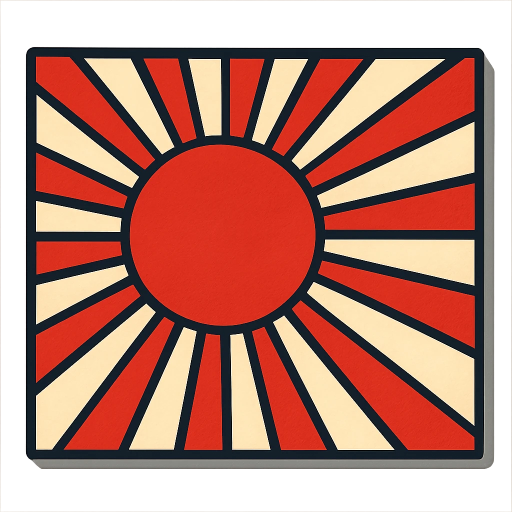Japanese Empire flag (Rising Sun with rays) vibrant toon style emoji