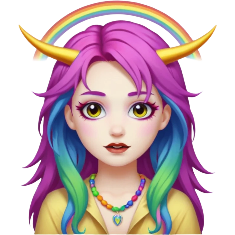 demon angel lady rainbow hippie aesthetic  emoji