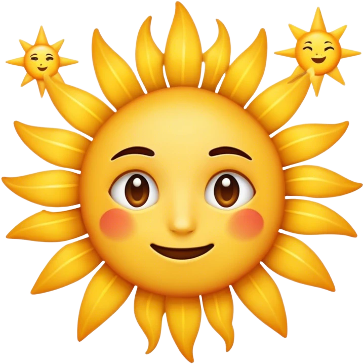 starry-eyed emoji face but the stars are suns emoji