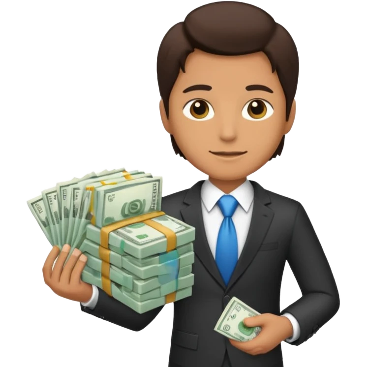 CEO with money in his hands donating to a hospital emoji