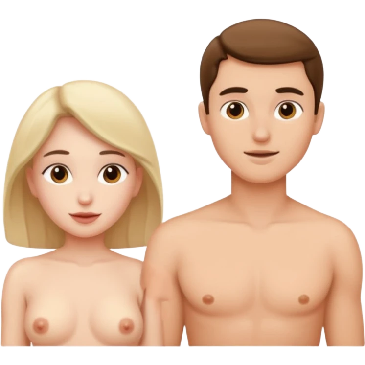 A naked woman and man in the 69 position emoji