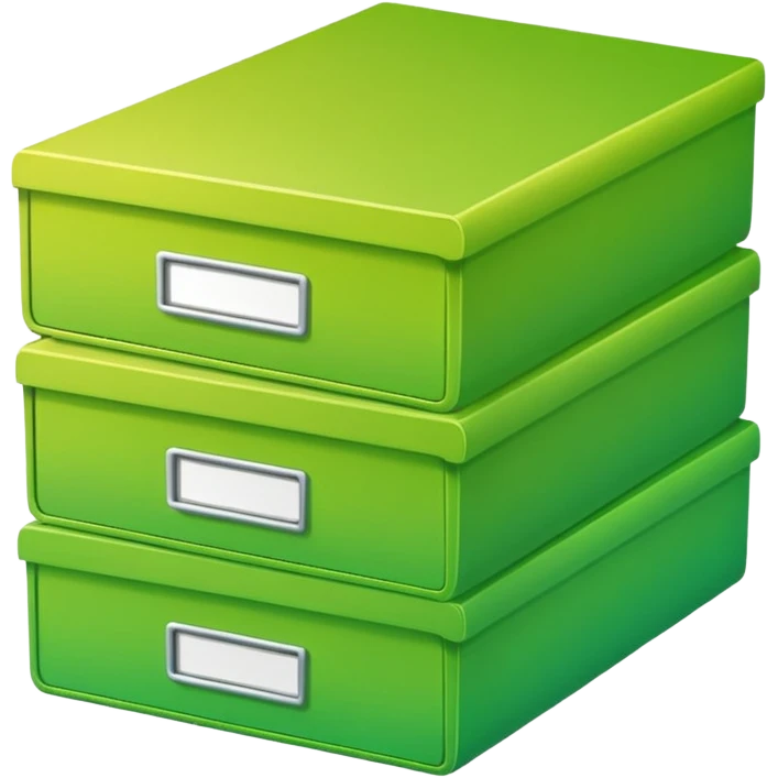 A stack of files from a box, with a gradient in the form of an acid green color. in the style of Airbnb emoji