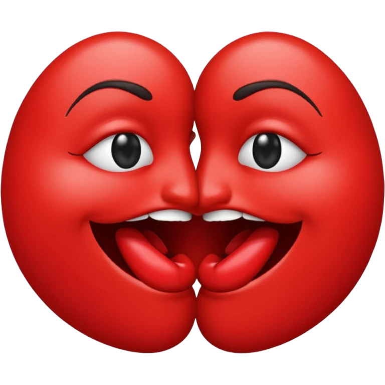 A kiss emoji biting the lip of the other kiss emoji emoji