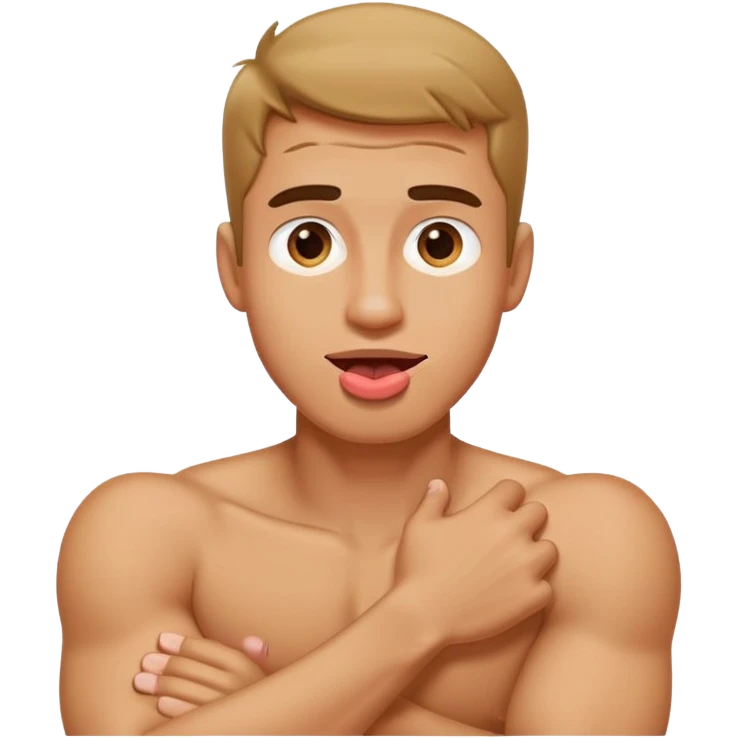 arms crossed holding neck guy sticking out his tongue  emoji