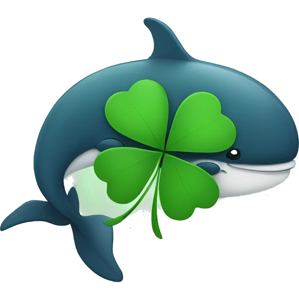 Four-leaf clover-breathing whale emoji
