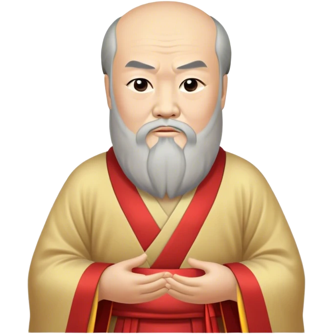 Cinematic Realistic Confucius Portrait Emoji, depicted as a wise ancient philosopher in traditional robes with a serene, contemplative expression, rendered with soft timeless textures and harmonious natural lighting that captures his enduring wisdom. emoji
