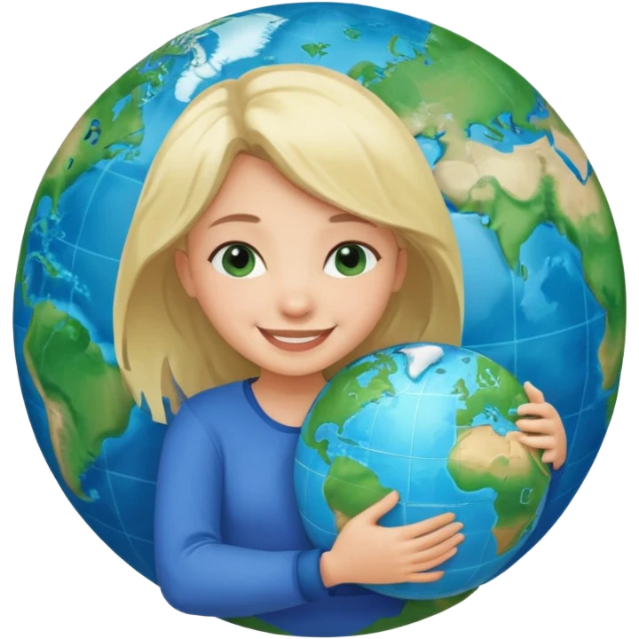 girl hugging the world emoji