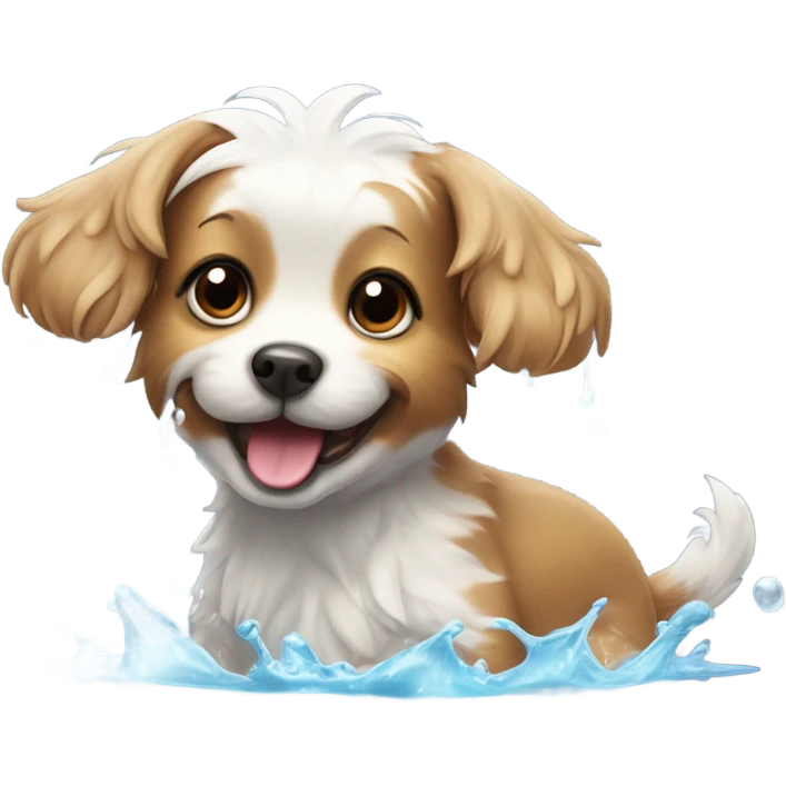 Cute dog swimming  emoji