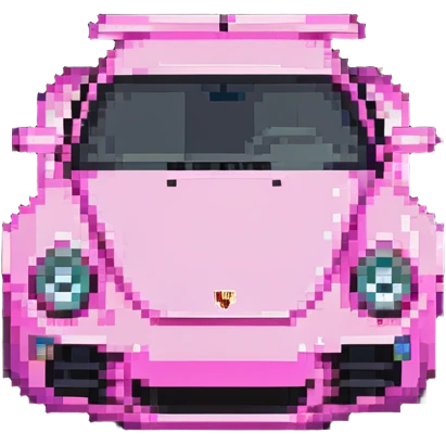 full view of a pink porsche sports car emoji