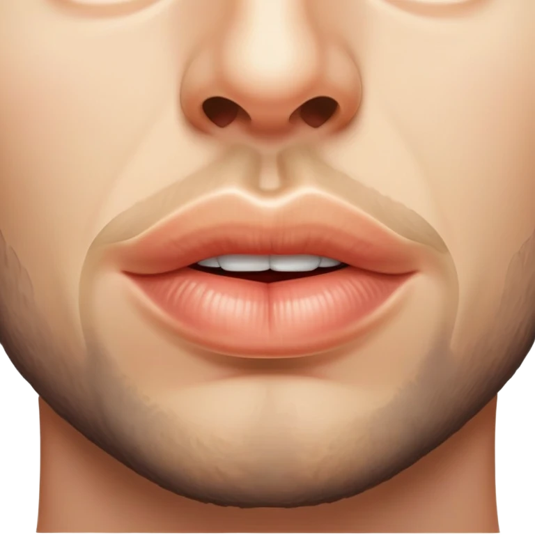 man's lips with short beard, close-up of mouth area between nose and neck emoji