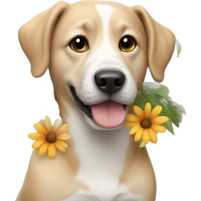Dog and flowers  emoji