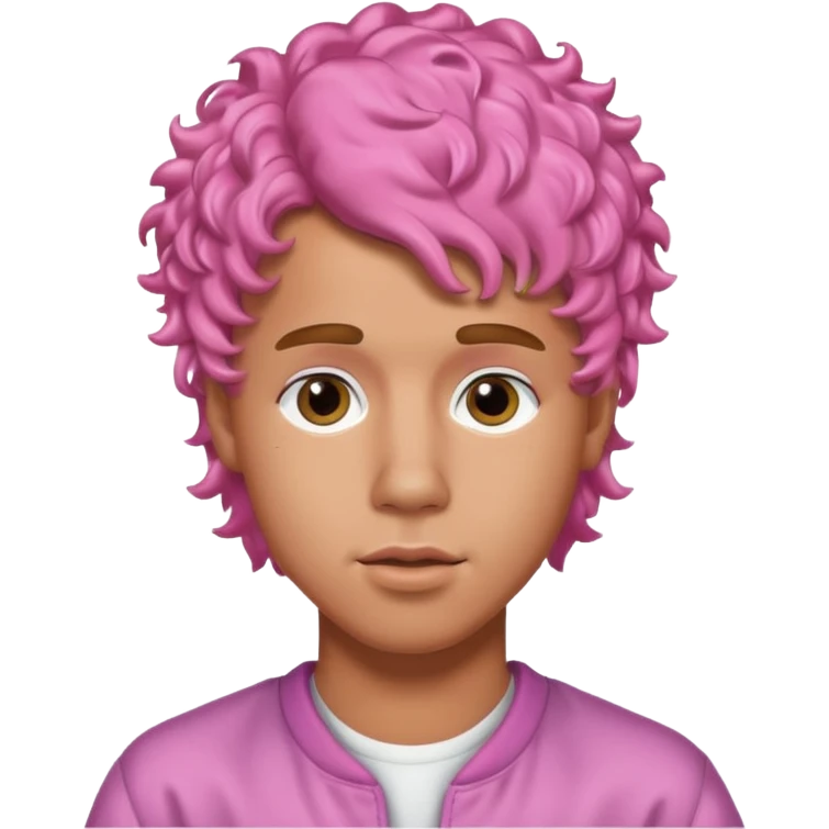 justin bieber with pink curly hair emoji