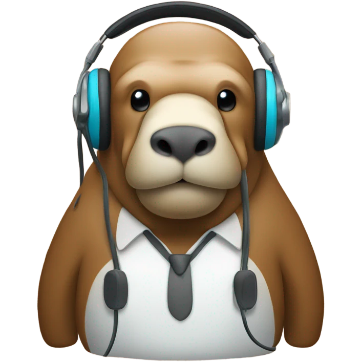 A walrus with a coaching headset  emoji