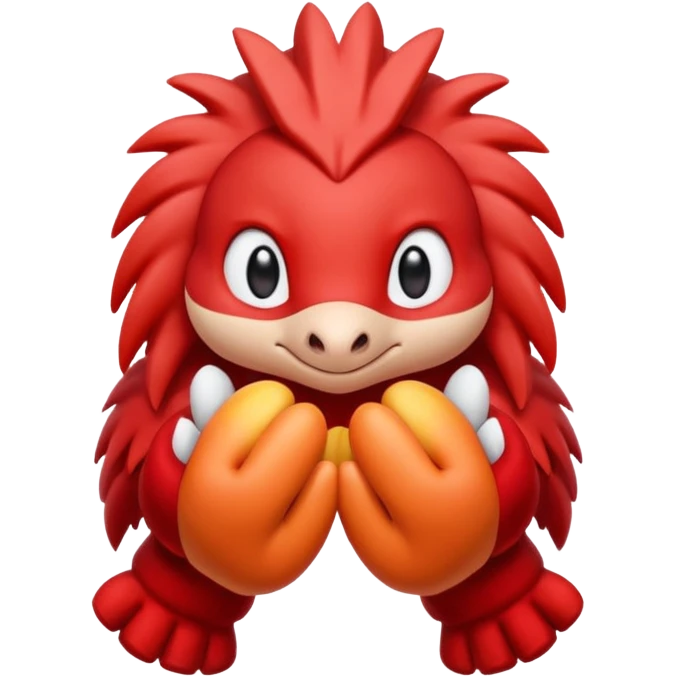 knuckles a red animal with peach arms and white mittens that have no fingers , he’s a echidna with red eyes emoji