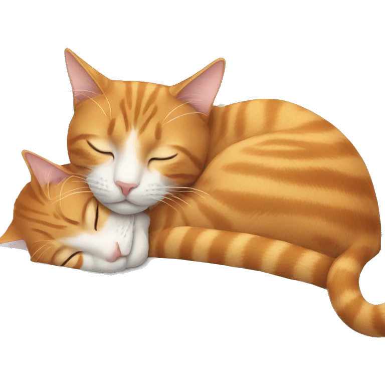 two cats sleeping one ginger and one gray emoji