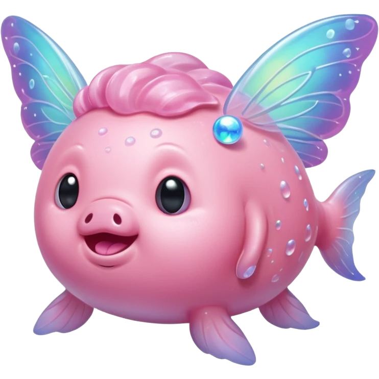 blobfish that is a magical fairy with wings emoji