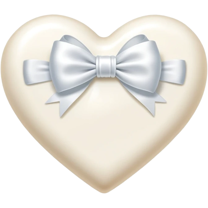 A white milk heart with a white bow emoji