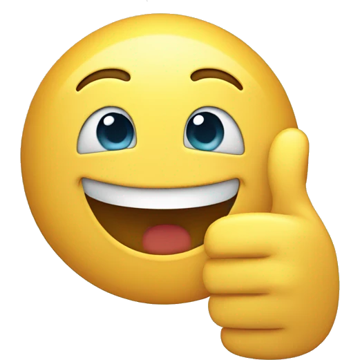 A smiling face with both hands giving a thumbs up. emoji