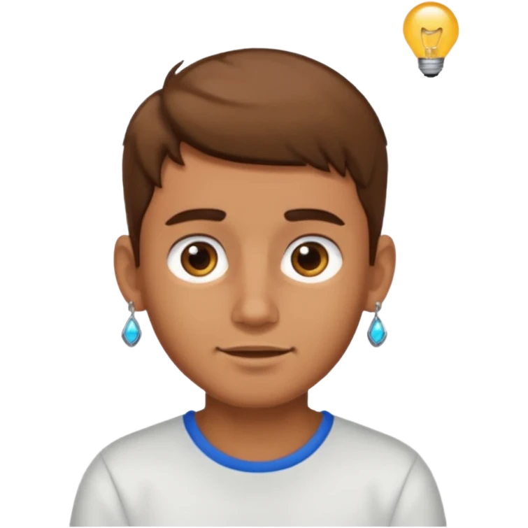 Boy with tanned skin, short brown hair, a light beard, and an earring in his ear emoji