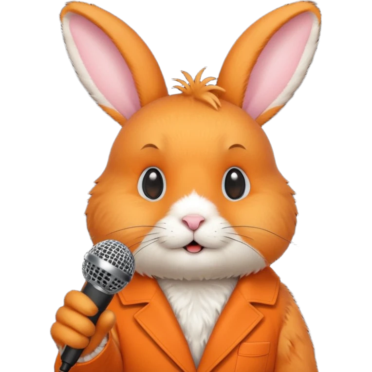 orange rabbit with microphone emoji