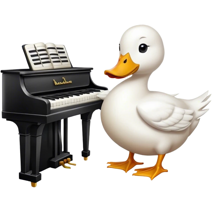 White duck playing piano  emoji