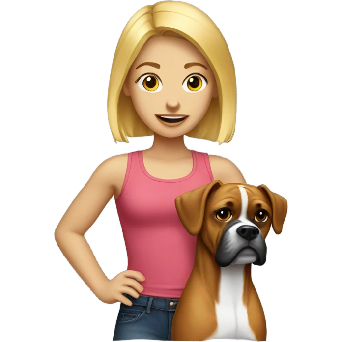blonde girl with boxer dog emoji