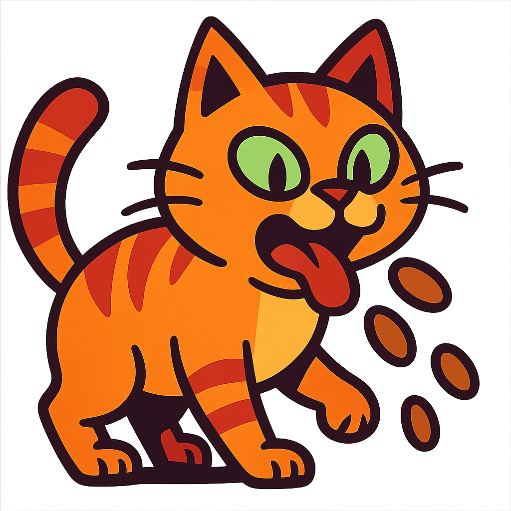 vibrant toon style cat dropping food from its mouth emoji