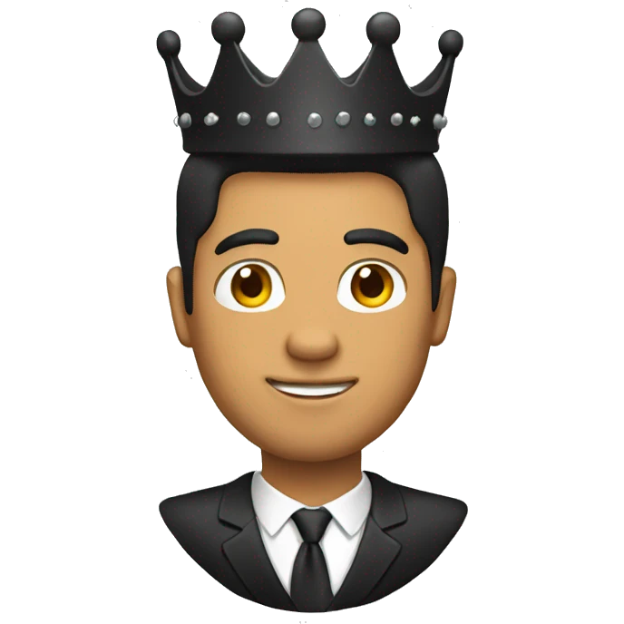 Man black suit crown emoji