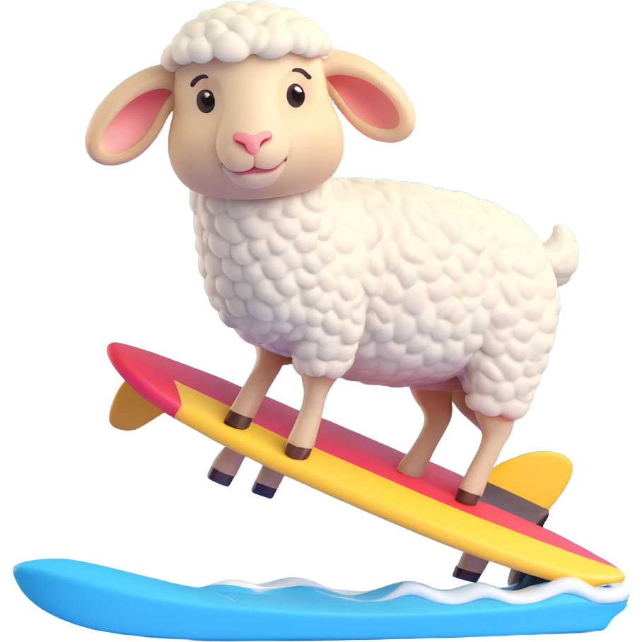 a sheep surfboarding emoji