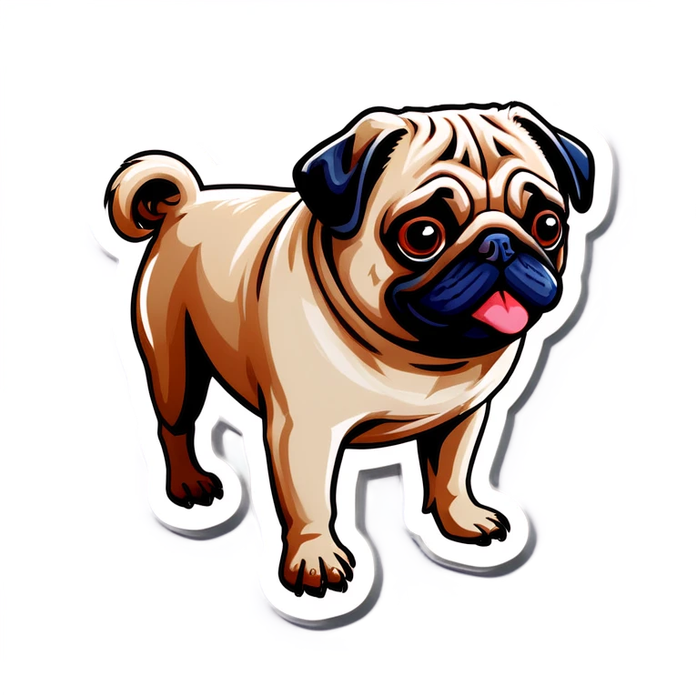 realistic portrait of a pug emoji
