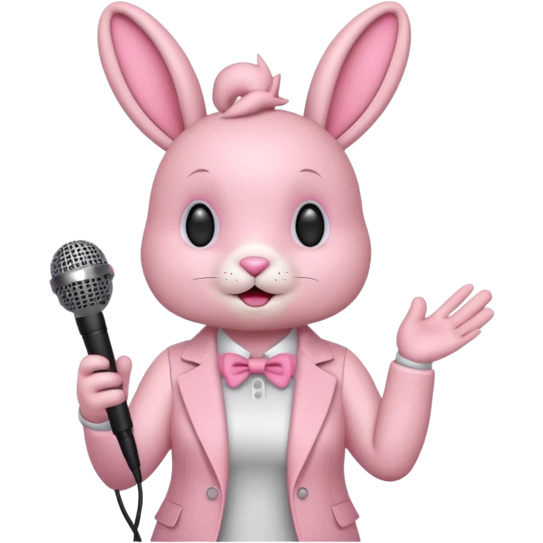 pink bunnie singing , holding mic emoji