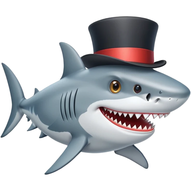 Shark with a top hat emoji