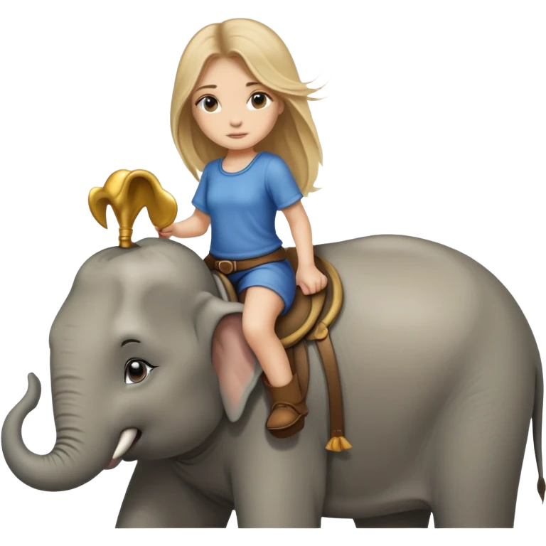 dirty blonde long hair girl riding an elephant emoji