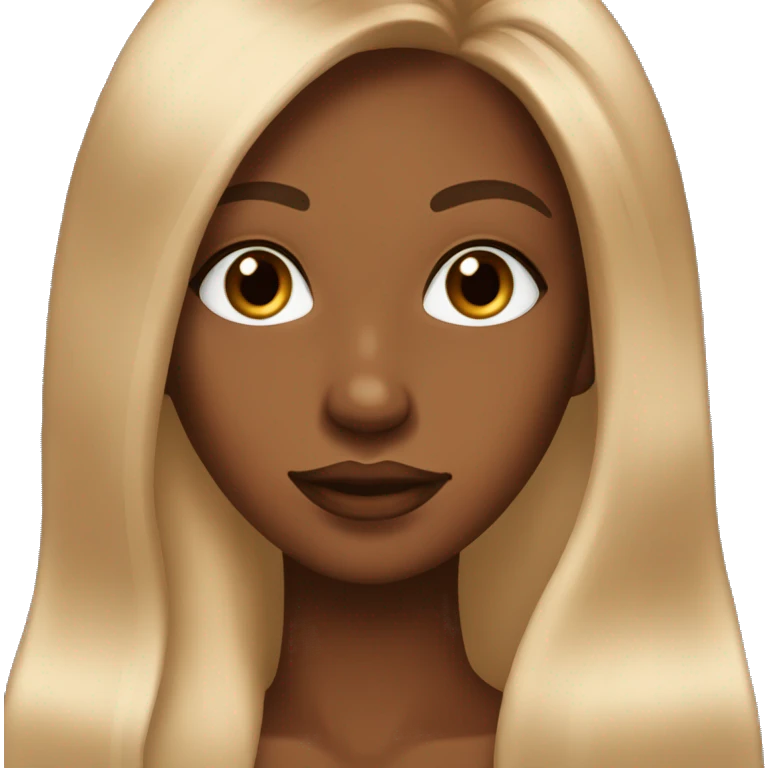 Make a girl with a copper coffee colored skin tone, mixed obv, with long 3b hair and with makeup on emoji