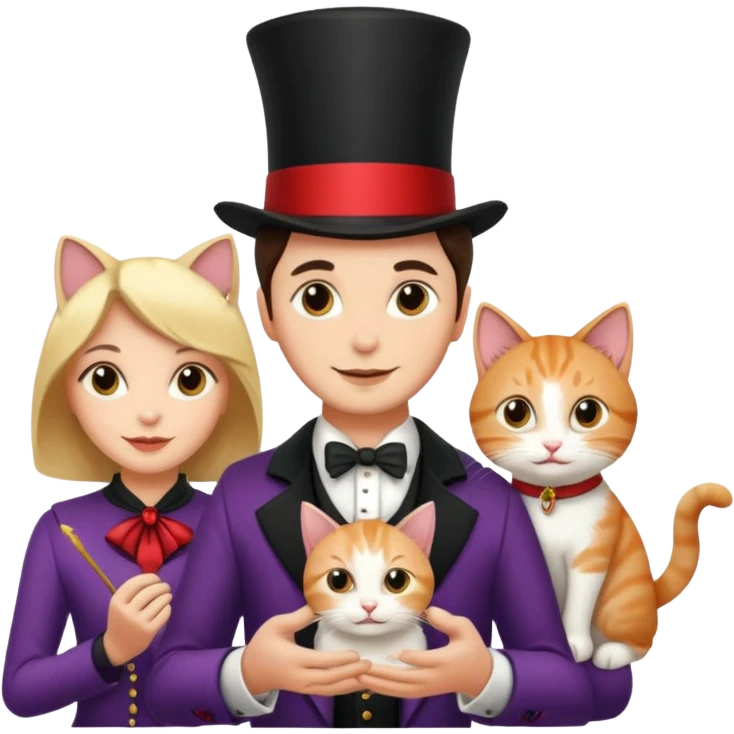 magician couple and their pet cat emoji